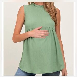 Pink Blush Maternity Sleeveless Green Women's Top